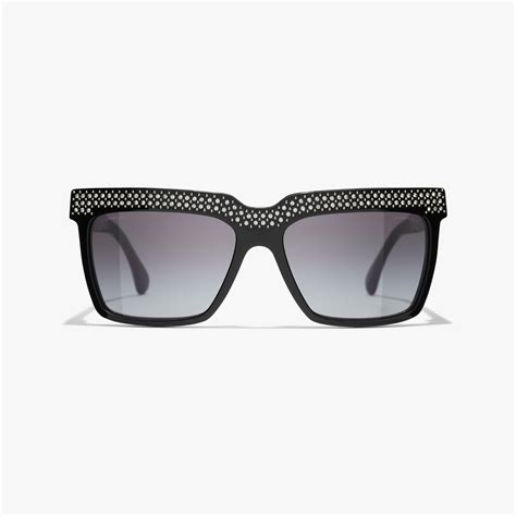 chanel carbon fiber black diamante sunglasses